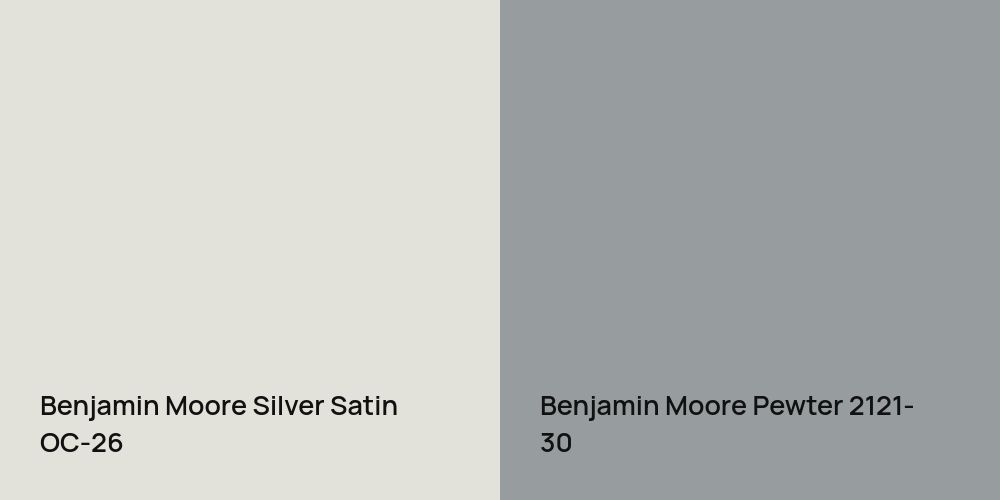 Benjamin Moore Silver Satin vs. Benjamin Moore Pewter