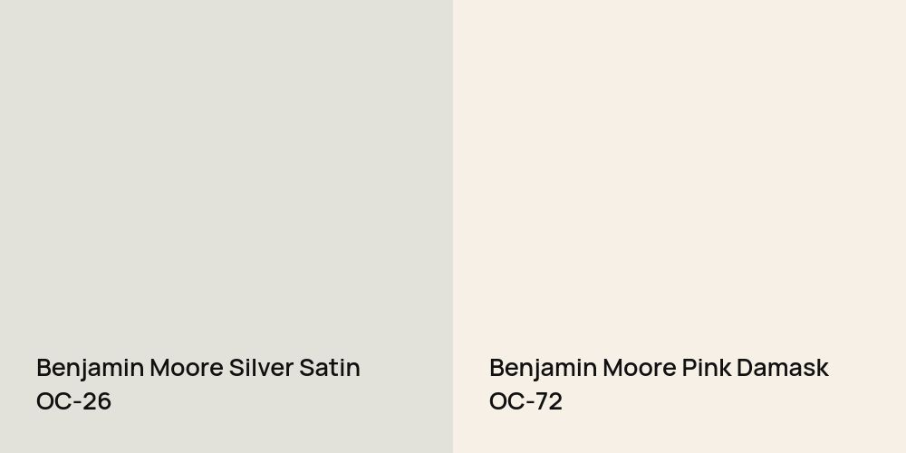 Benjamin Moore Silver Satin vs. Benjamin Moore Pink Damask