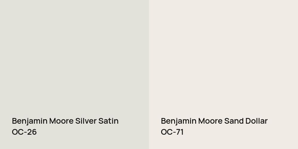 Benjamin Moore Silver Satin vs. Benjamin Moore Sand Dollar