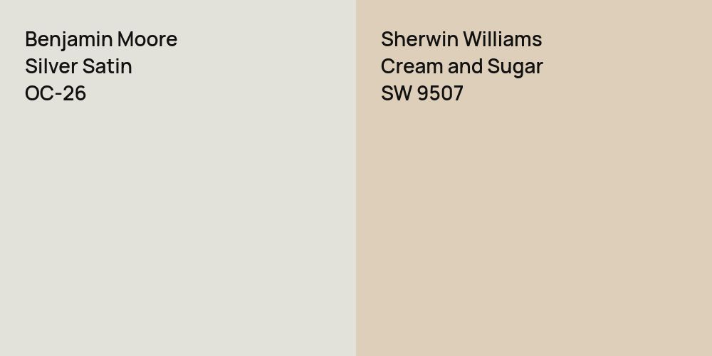 Benjamin Moore Silver Satin vs. Sherwin Williams Cream and Sugar