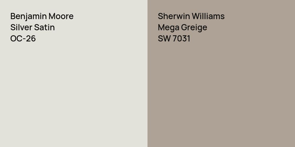 Benjamin Moore Silver Satin vs. Sherwin Williams Mega Greige