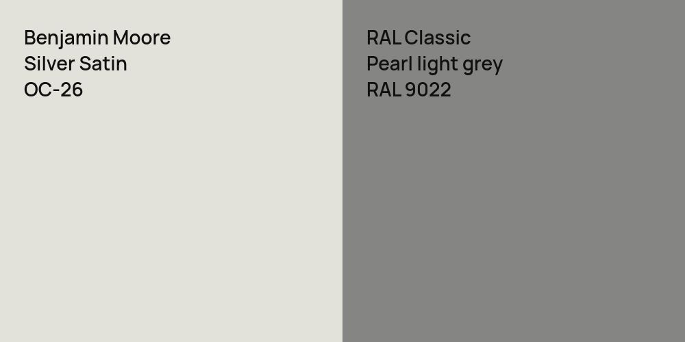 Benjamin Moore Silver Satin vs. RAL Classic  Pearl light grey