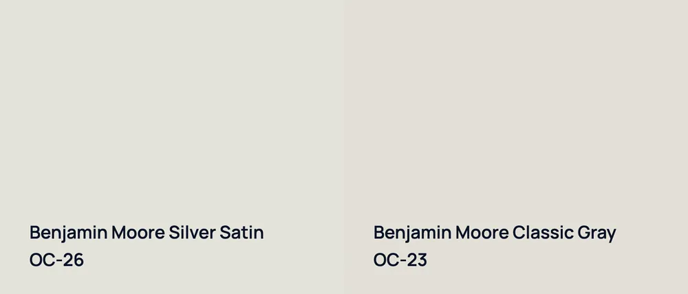 Benjamin Moore Silver Satin OC-26 vs Benjamin Moore Classic Gray OC-23
