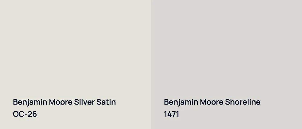 Benjamin Moore Silver Satin OC-26 vs Benjamin Moore Shoreline 1471