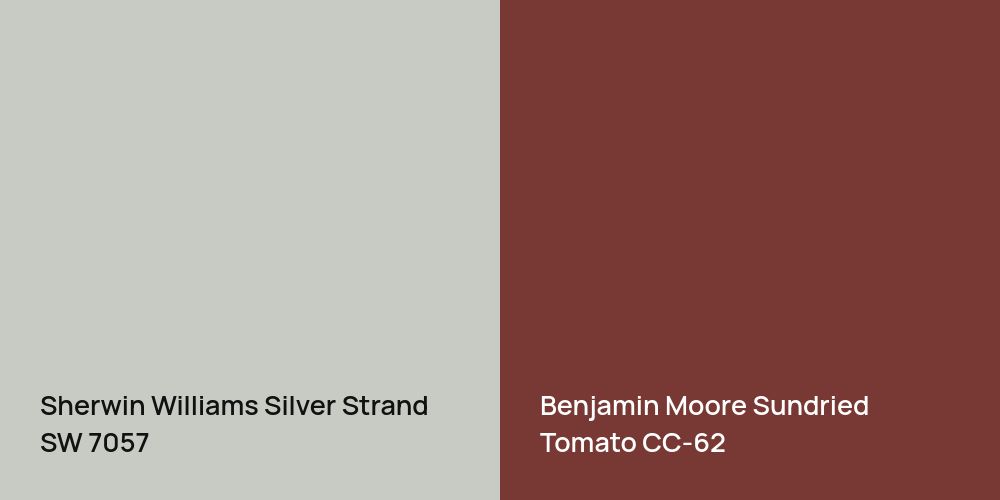 Sherwin Williams Silver Strand vs. Benjamin Moore Sundried Tomato