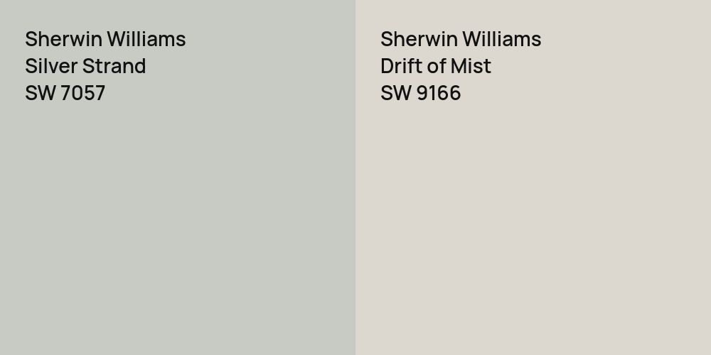 Sherwin Williams Silver Strand vs. Sherwin Williams Drift of Mist