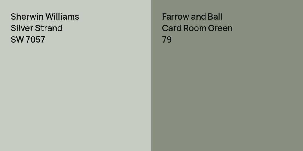 Sherwin Williams Silver Strand vs. Farrow and Ball Card Room Green