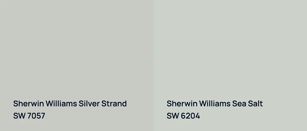 Sherwin Williams Silver Strand SW 7057 vs Sherwin Williams Sea Salt SW 6204