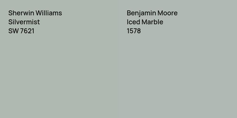 Sherwin Williams Silvermist vs. Benjamin Moore Iced Marble