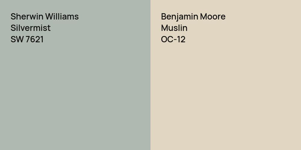 Sherwin Williams Silvermist vs. Benjamin Moore Muslin