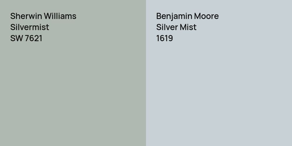 Sherwin Williams Silvermist vs. Benjamin Moore Silver Mist