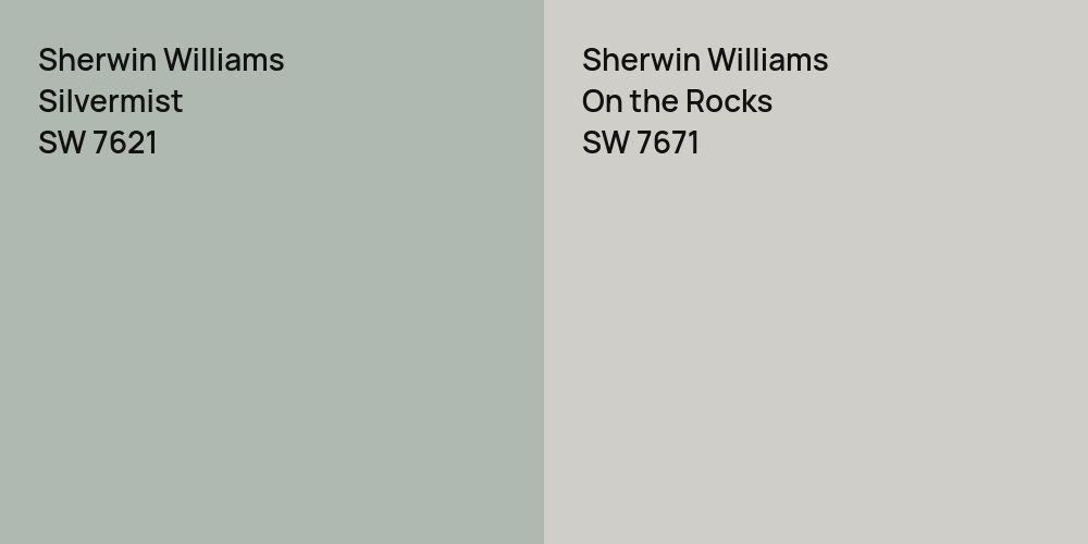 Sherwin Williams Silvermist vs. Sherwin Williams On the Rocks