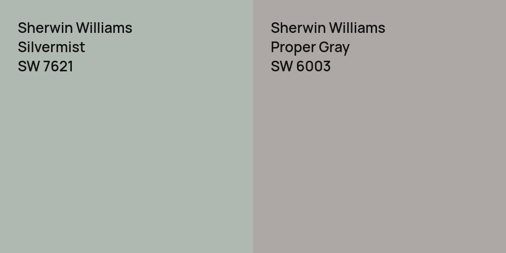 Sherwin Williams Silvermist vs. Sherwin Williams Proper Gray