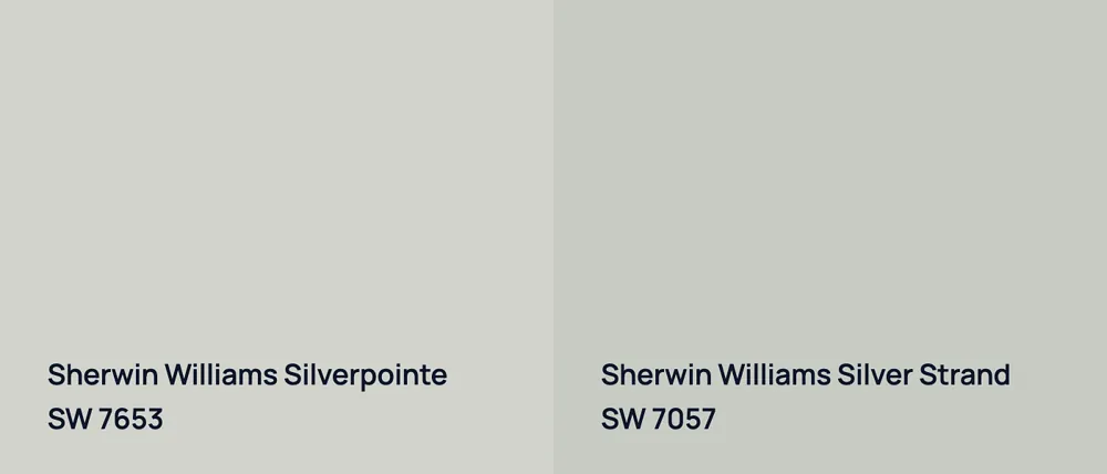 Sherwin Williams Silverpointe SW 7653 vs Sherwin Williams Silver Strand SW 7057
