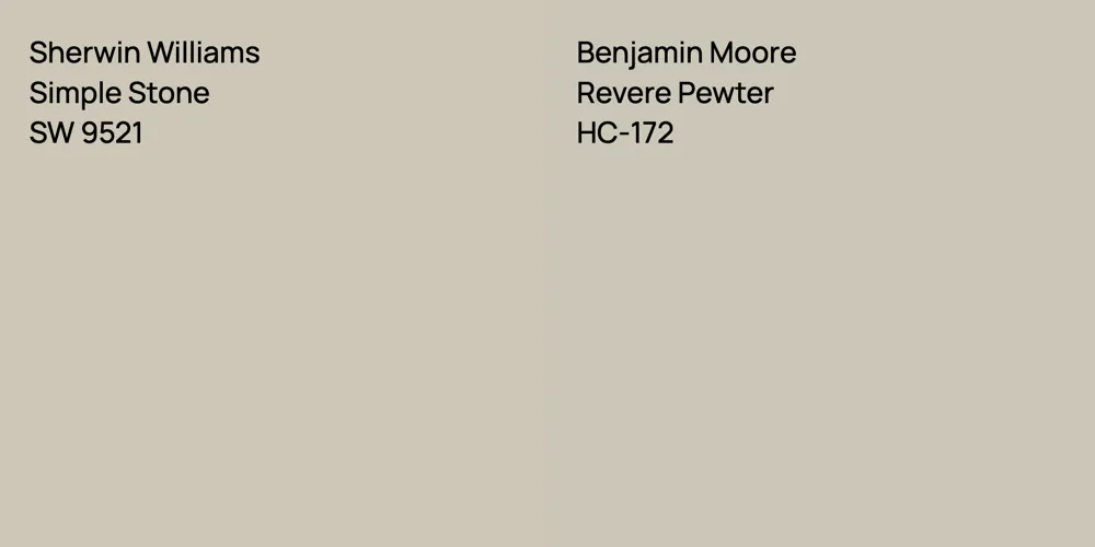 Sherwin Williams Simple Stone vs. Benjamin Moore Revere Pewter