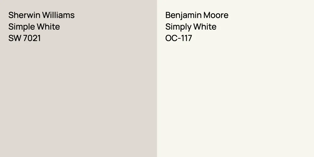 Sherwin Williams Simple White vs. Benjamin Moore Simply White