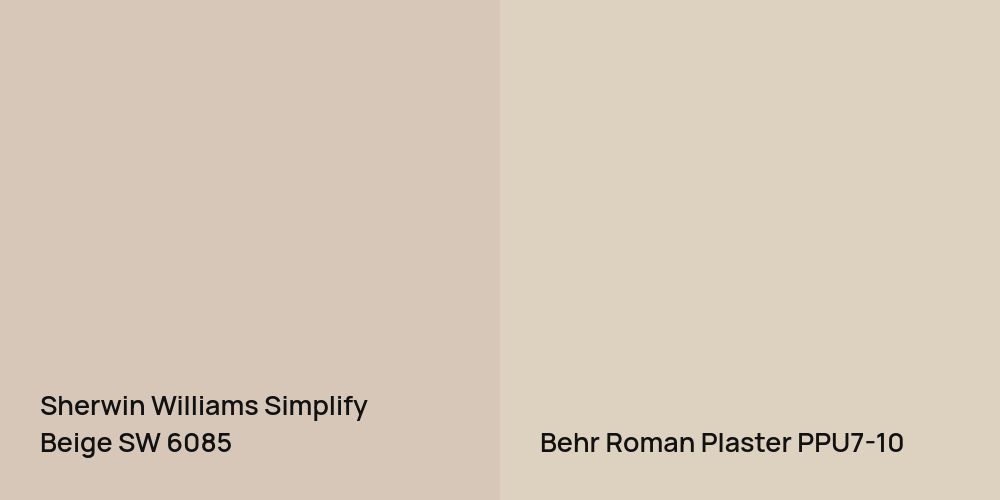 Sherwin Williams Simplify Beige vs. Behr Roman Plaster