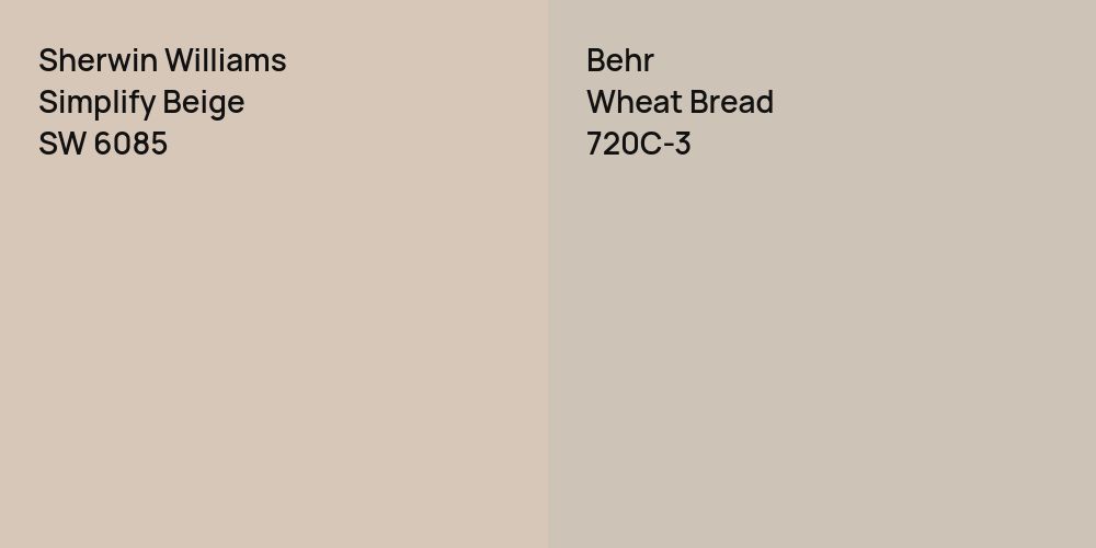 Sherwin Williams Simplify Beige vs. Behr Wheat Bread