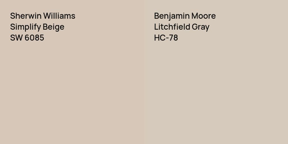 Sherwin Williams Simplify Beige vs. Benjamin Moore Litchfield Gray