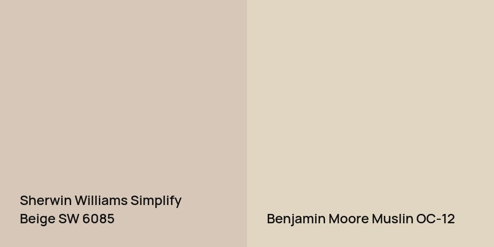 Sherwin Williams Simplify Beige vs. Benjamin Moore Muslin