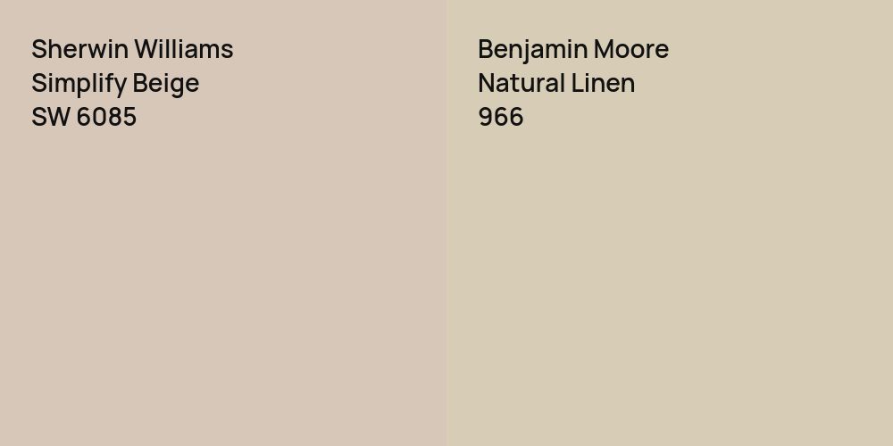 Sherwin Williams Simplify Beige vs. Benjamin Moore Natural Linen