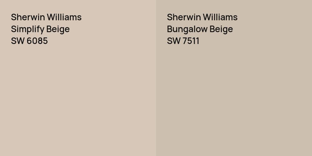 Sherwin Williams Simplify Beige vs. Sherwin Williams Bungalow Beige