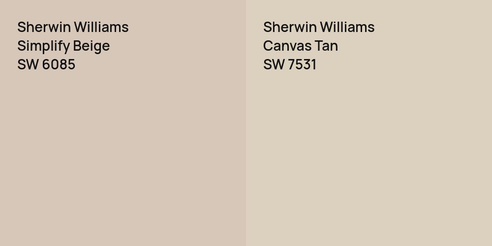 Sherwin Williams Simplify Beige vs. Sherwin Williams Canvas Tan