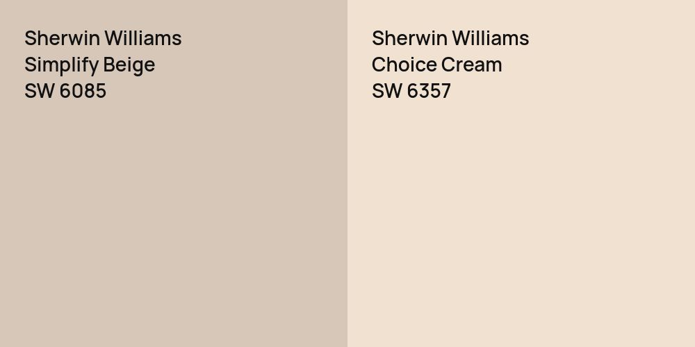 Sherwin Williams Simplify Beige vs. Sherwin Williams Choice Cream