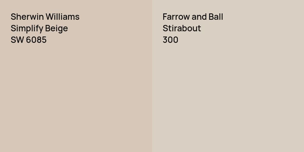 Sherwin Williams Simplify Beige vs. Farrow and Ball Stirabout