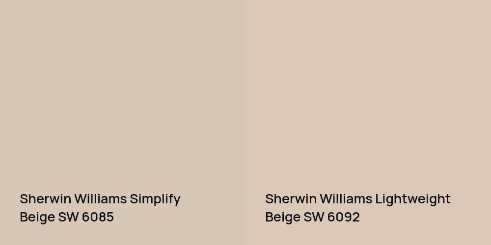 Sherwin Williams Simplify Beige vs. Sherwin Williams Lightweight Beige