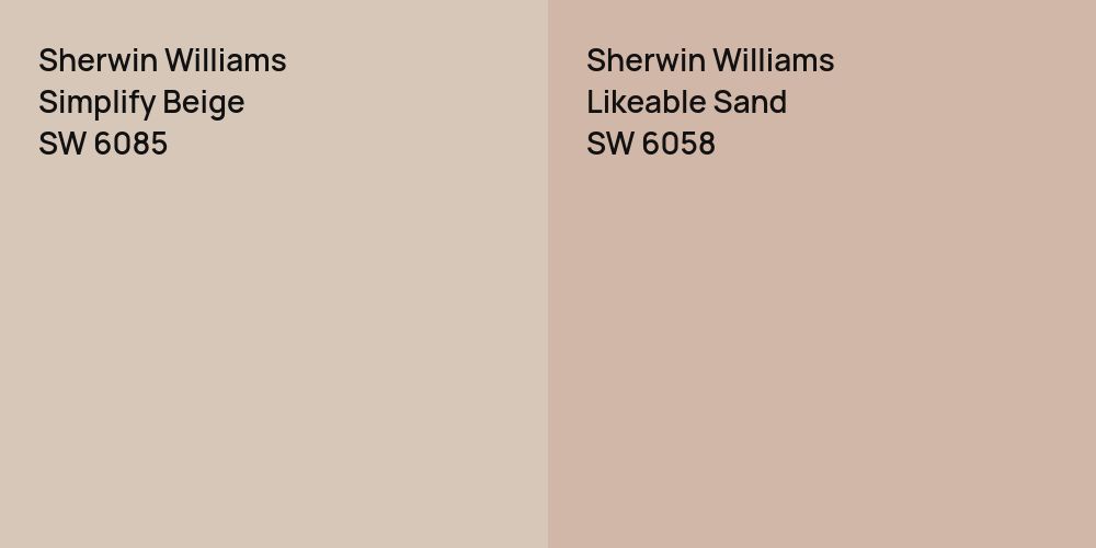 Sherwin Williams Simplify Beige vs. Sherwin Williams Likeable Sand