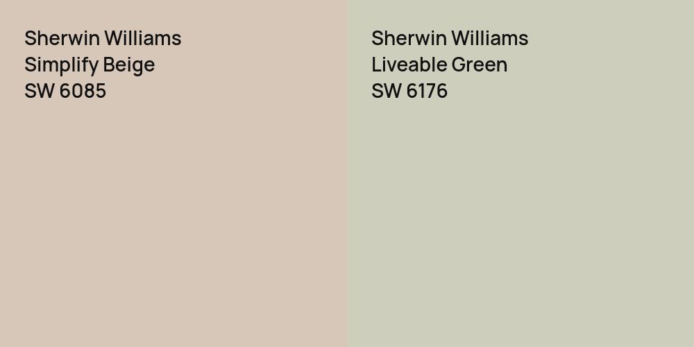 Sherwin Williams Simplify Beige vs. Sherwin Williams Liveable Green