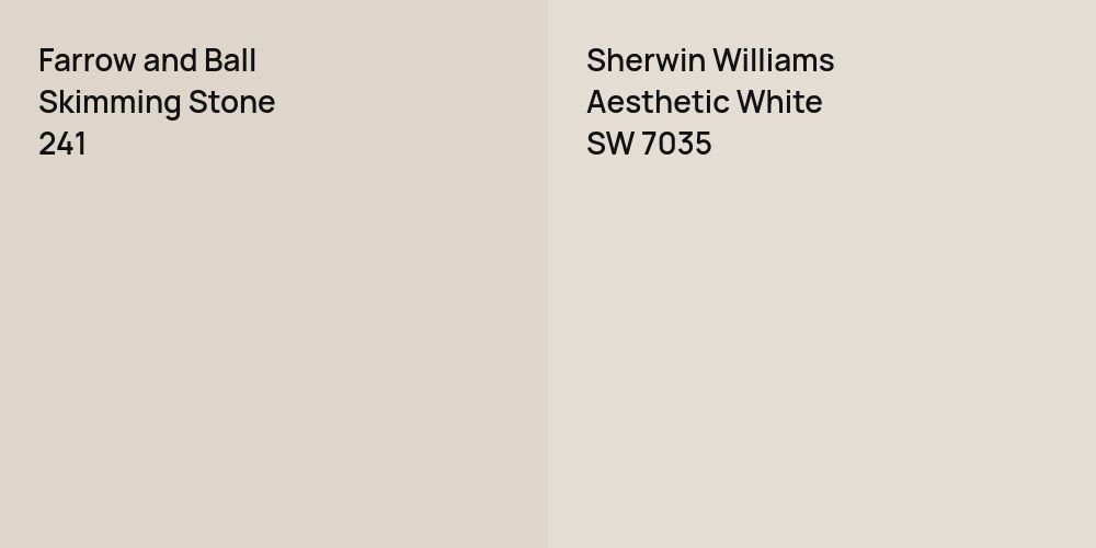 Farrow and Ball Skimming Stone vs. Sherwin Williams Aesthetic White