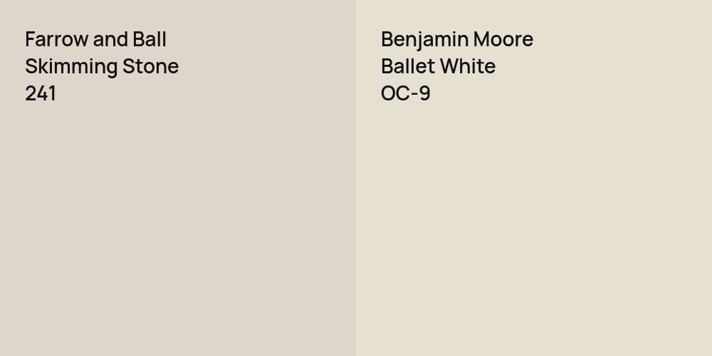 Farrow and Ball Skimming Stone vs. Benjamin Moore Ballet White