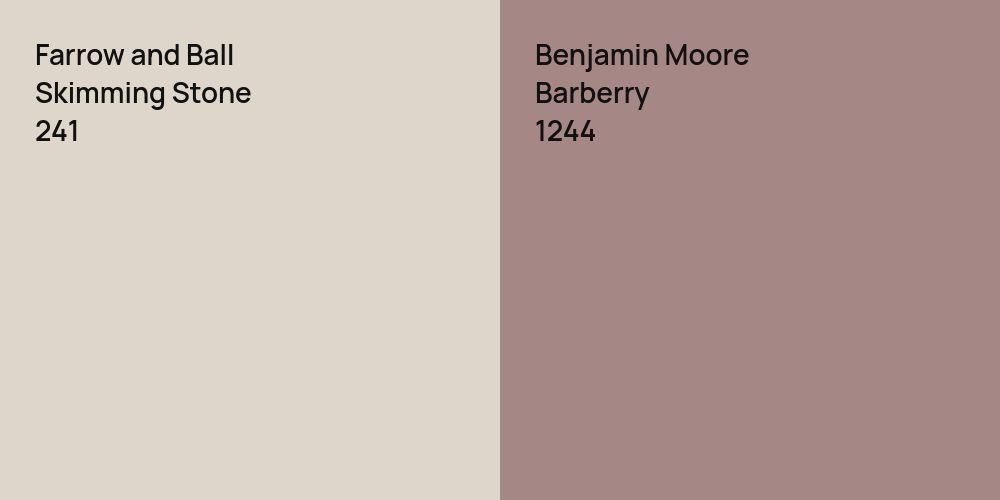 Farrow and Ball Skimming Stone vs. Benjamin Moore Barberry