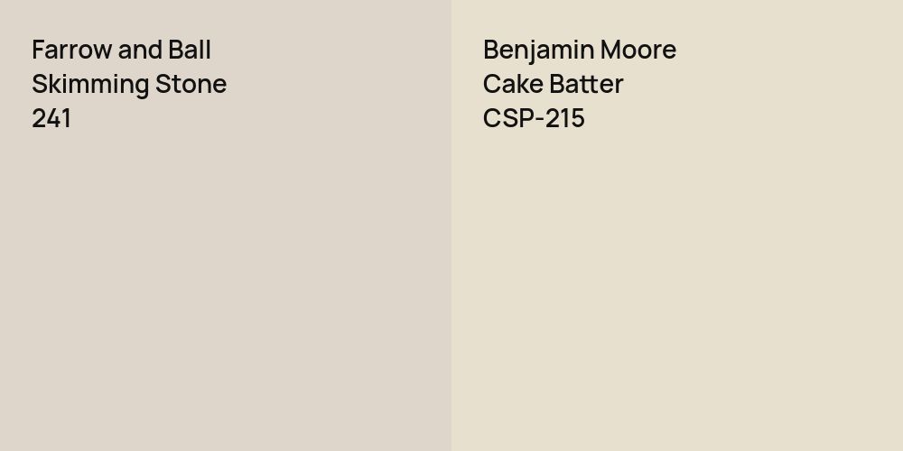 Farrow and Ball Skimming Stone vs. Benjamin Moore Cake Batter