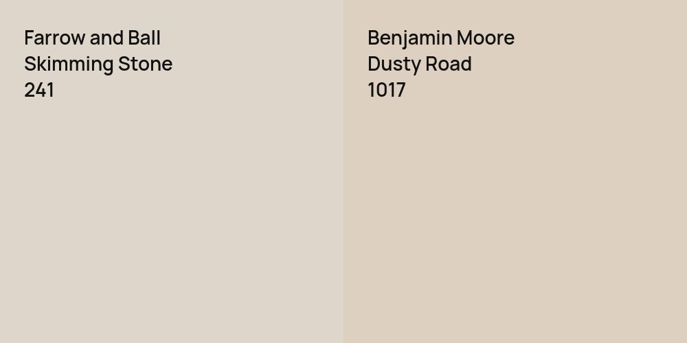 Farrow and Ball Skimming Stone vs. Benjamin Moore Dusty Road