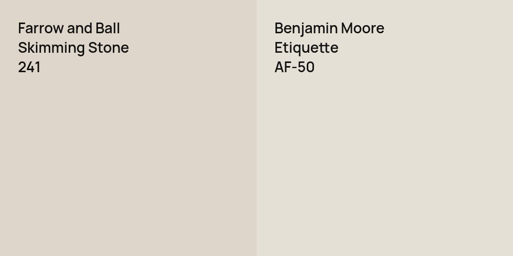 Farrow and Ball Skimming Stone vs. Benjamin Moore Etiquette