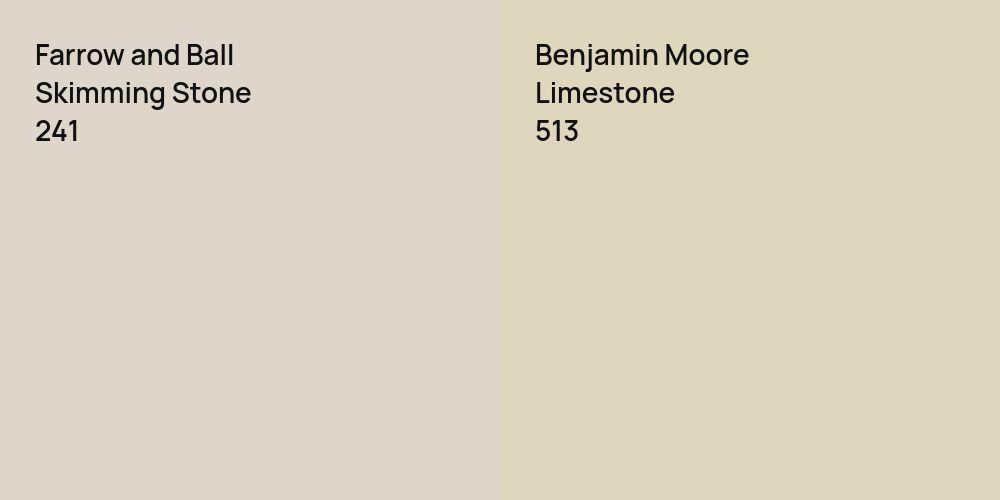 Farrow and Ball Skimming Stone vs. Benjamin Moore Limestone