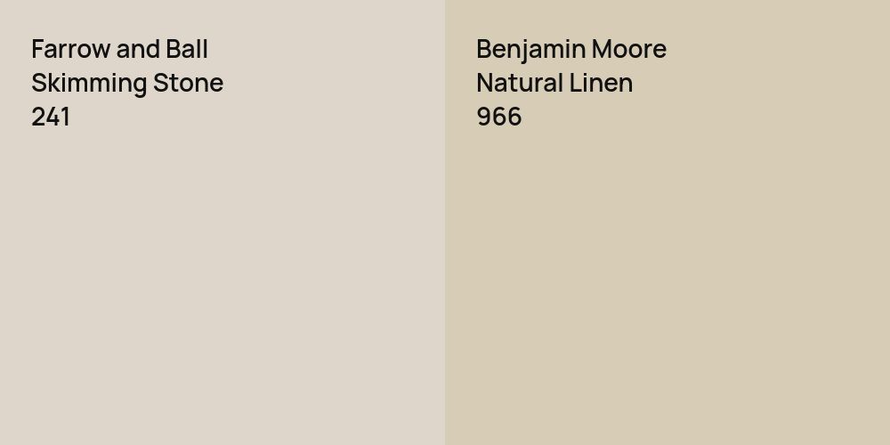 Farrow and Ball Skimming Stone vs. Benjamin Moore Natural Linen