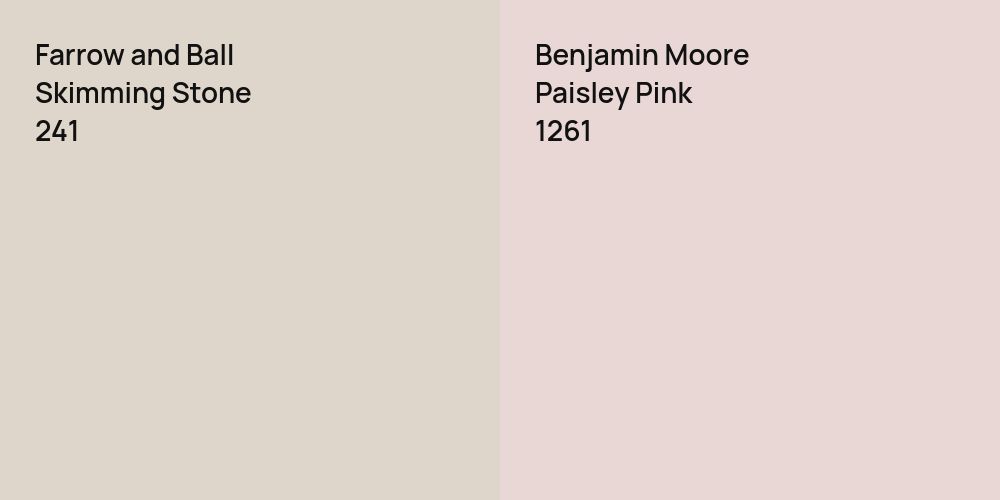 Farrow and Ball Skimming Stone vs. Benjamin Moore Paisley Pink