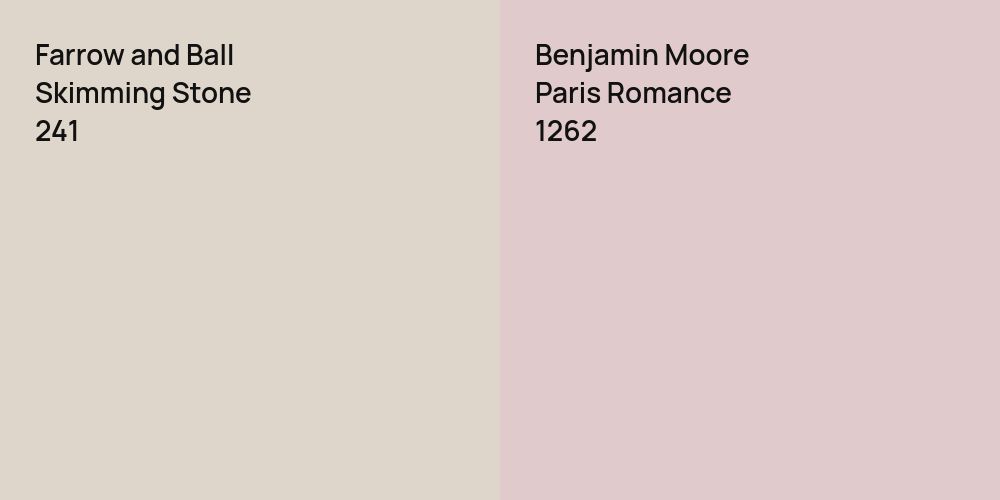 Farrow and Ball Skimming Stone vs. Benjamin Moore Paris Romance