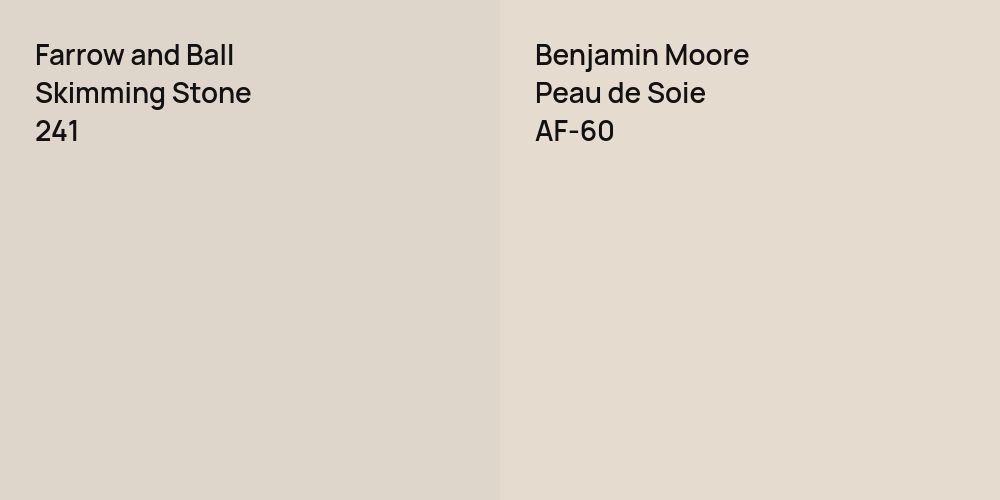 Farrow and Ball Skimming Stone vs. Benjamin Moore Peau de Soie