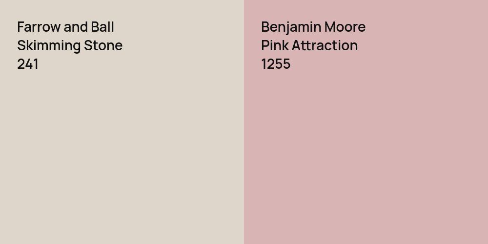 Farrow and Ball Skimming Stone vs. Benjamin Moore Pink Attraction