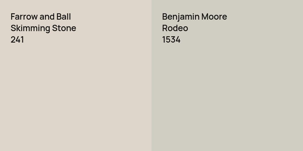 Farrow and Ball Skimming Stone vs. Benjamin Moore Rodeo