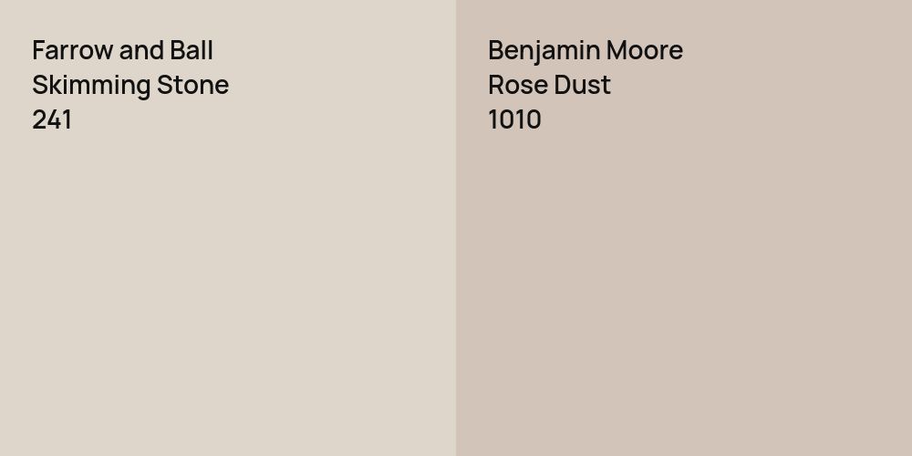 Farrow and Ball Skimming Stone vs. Benjamin Moore Rose Dust