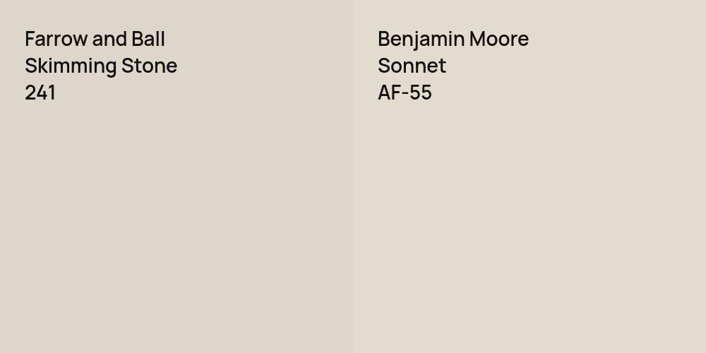 Farrow and Ball Skimming Stone vs. Benjamin Moore Sonnet