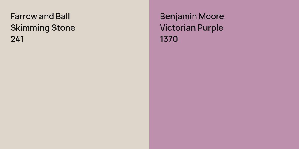 Farrow and Ball Skimming Stone vs. Benjamin Moore Victorian Purple