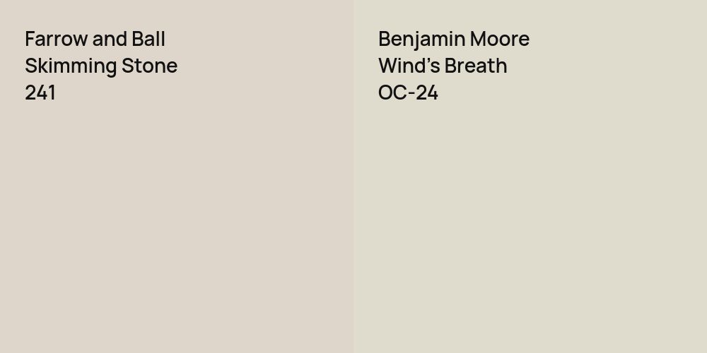 Farrow and Ball Skimming Stone vs. Benjamin Moore Wind's Breath