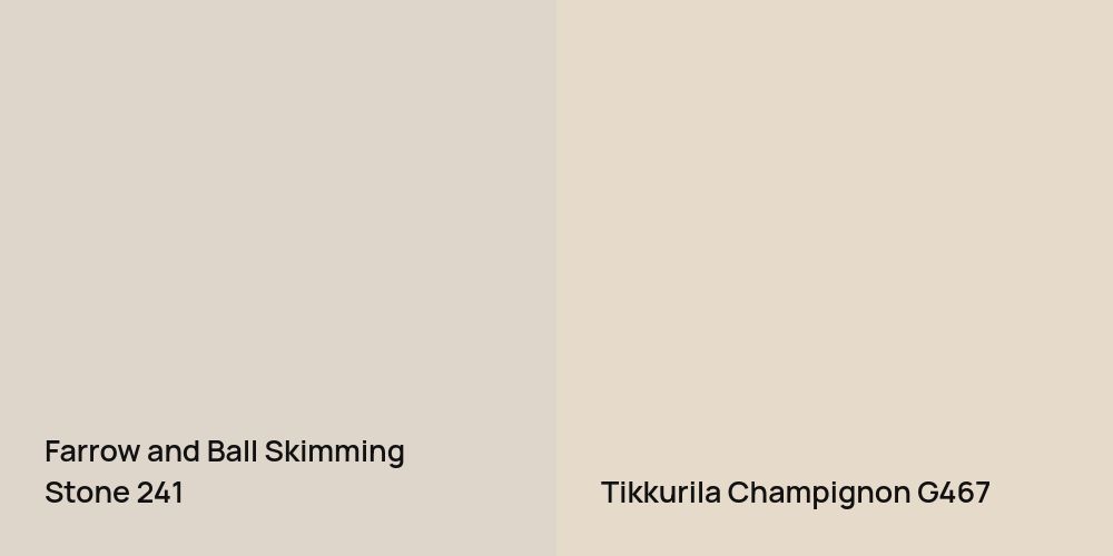 Farrow and Ball Skimming Stone vs. Tikkurila Champignon